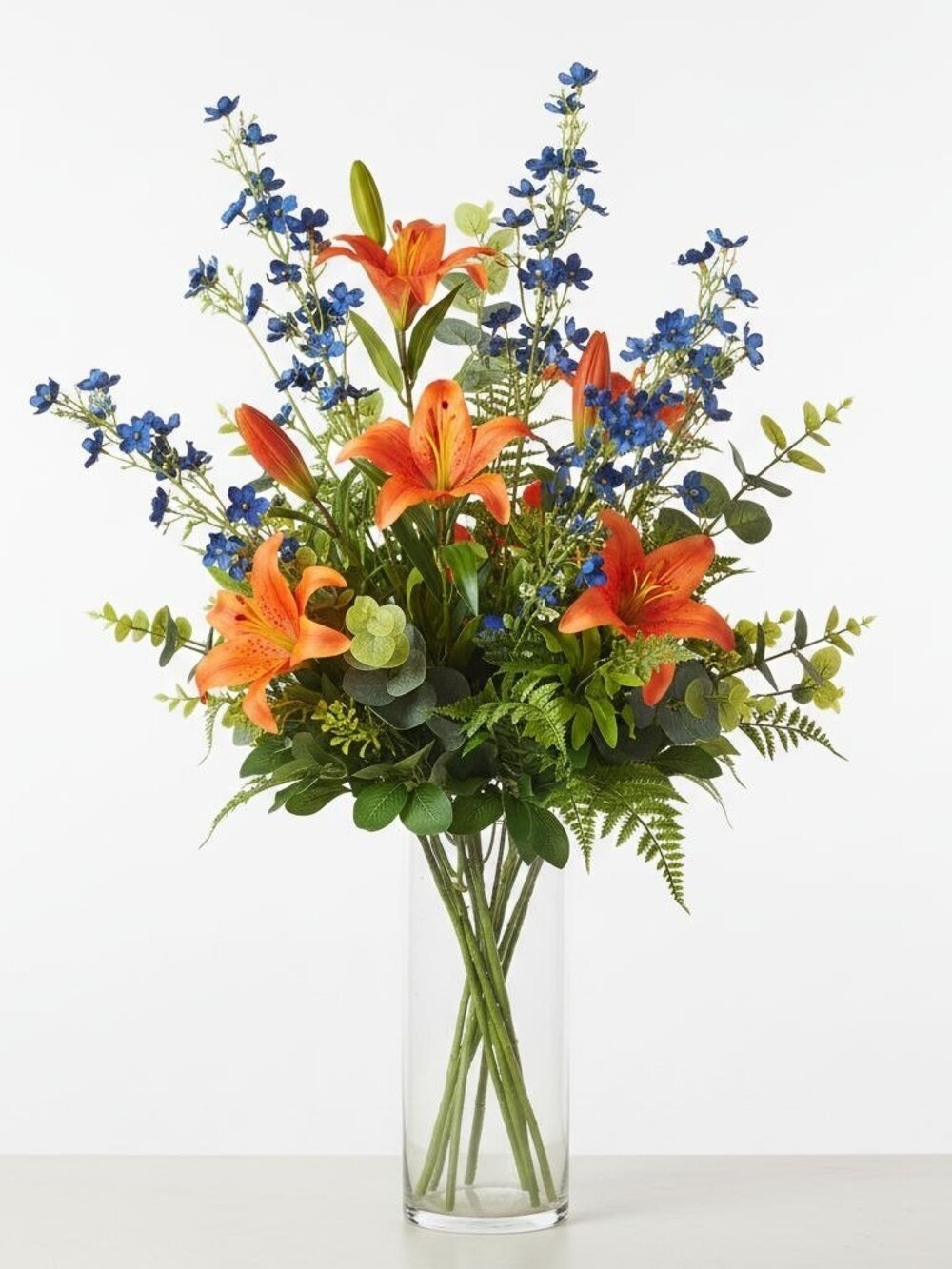 Cobalt Blue Dogwood Stems Faux Wax Flower Blue Floral Bold Decor Vase Filler 24 - Picture 4 of 12